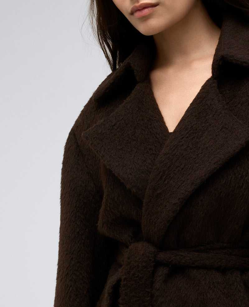 Brushed Wool Blend Belted Trench Coat - Image 9