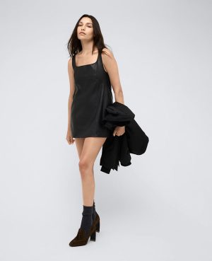 Site Exclusive! Leather Open Back Strap Shift Dress