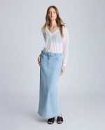 Fly Front Belted Maxi Skirt