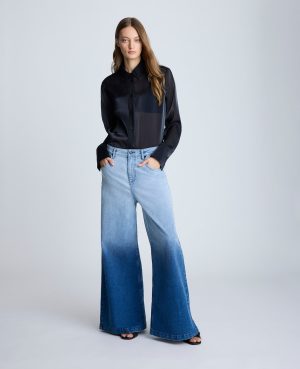 Gradient Dye Wide Leg Denim Jean