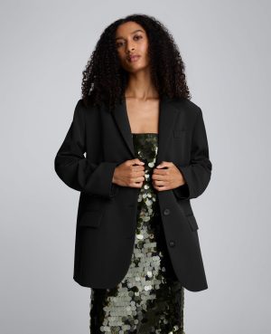 Luxe Twill Three Button Boyfriend Blazer