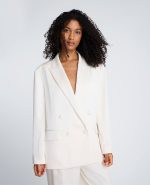 Washed Satin Double-Breasted Boyfriend Jacket