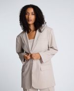 Plaid Three Button Boyfriend Jacket with Flap Pockets