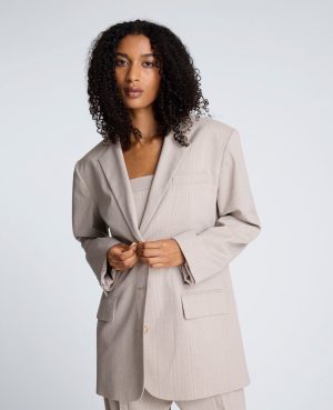 Plaid Three Button Boyfriend Jacket with Flap Pockets