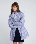 Striped Cinch Waist Anorak Jacket