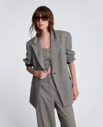 Double-Breasted Flat Pocket Houndstooth Jacket