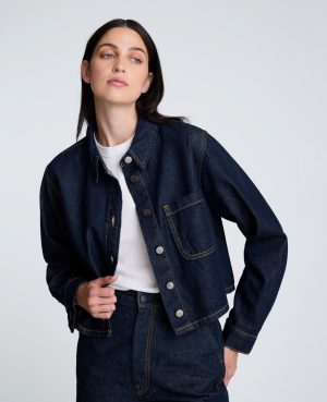 Denim Cropped Button Up Shirt