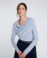 Asymmetrical Drape Front Long Sleeve Sweater