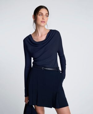Asymmetrical Drape Front Long Sleeve Sweater