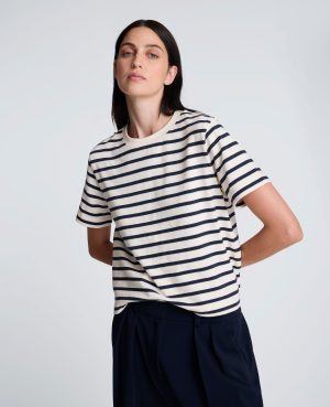 Crewneck Stripe Cotton Tee