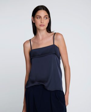 Foldover Satin Cami with Adjustable Straps