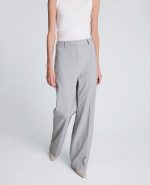 Plaid Fly Front High Rise Boyfriend Wide Leg Pant