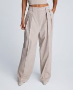 Plaid High Rise Fly Front Wide Leg Double Pleat Front Pant