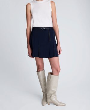 Luxe Twill Pleated Mini Skirt