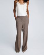 Melange Fly Front Mid Rise Flare Pant