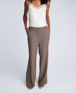Melange Fly Front Mid Rise Flare Pant