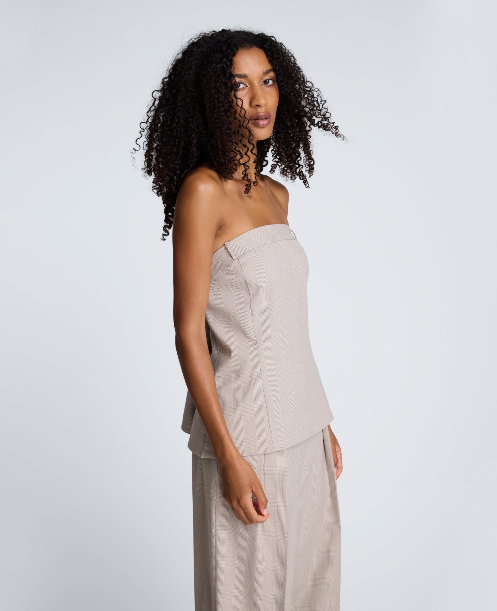 Plaid Sleeveless Bustier with Belt Loops - Image 5