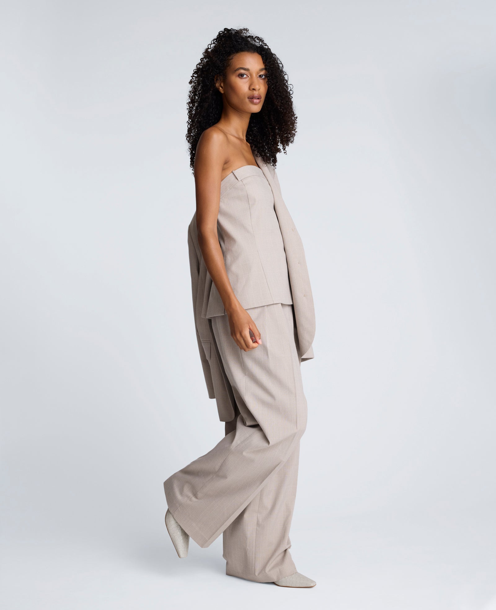 Plaid Sleeveless Bustier with Belt Loops - Image 3