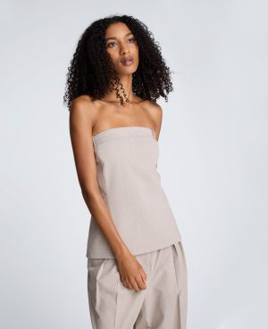 Plaid Sleeveless Bustier with Belt Loops