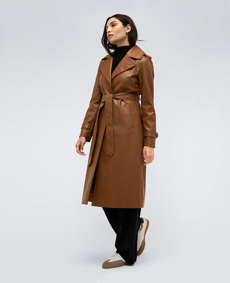 Faux Leather Belted Trench - Image 4
