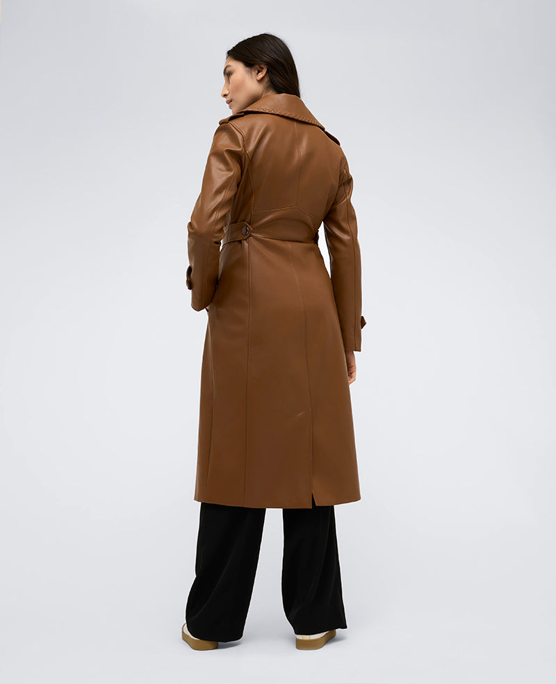 Faux Leather Belted Trench - Image 3