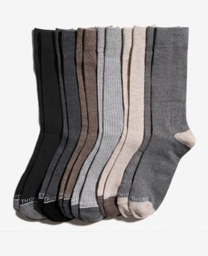 Waffle Texture Dress Crew Socks 6-Pack