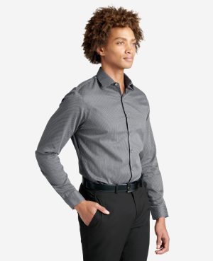 Slim-Fit Button-Down Stretch Dress Shirt with TEK FIT