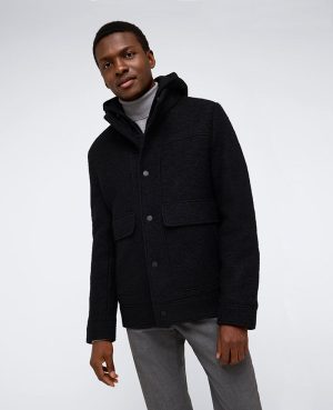 Boucle Wool Jacket with Attached Jersey Hood