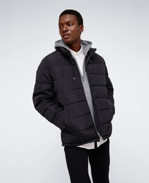Puffer with Attached Jersey Hood