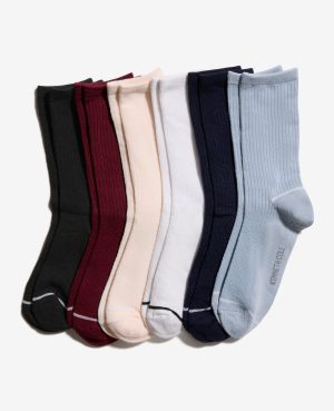 Fine Rib-Diamond Texture Crew Socks 6-Paco