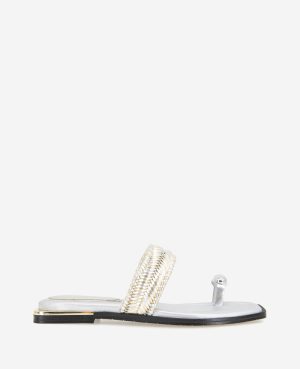 Andarna Metallic Woven Toe Ring Sandal