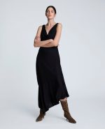 Asymmetrical Hem Cowl Neck Dress