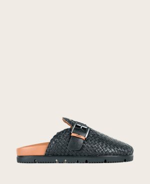 GENTLE SOULS - Brantley Buckle Woven Leather Mule
