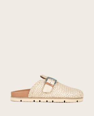 GENTLE SOULS - Brantley Buckle Woven Leather Mule