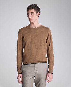 Crew Neck Sweater with Tipping Details