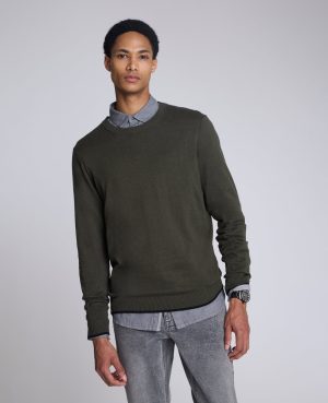 Crewneck Sweater with Tipping Details