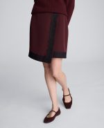 Luxe Twill Faux Wrap Mini Skirt With Lace Trim
