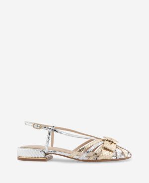 Farrah Metallic Combo Snake Caged In Buckle Sandal