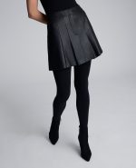 Faux Leather Pleated Mini Skirt