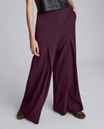 Luxe Twill Wide Leg Inverted Pleat Front Pant