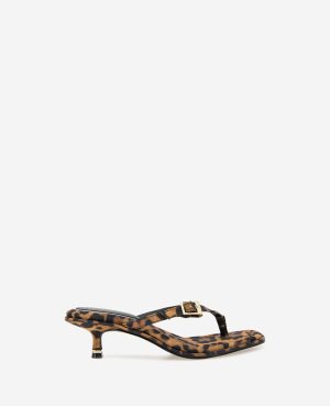 Gillie Leopard Print Kitten Heel Buckle Sandal