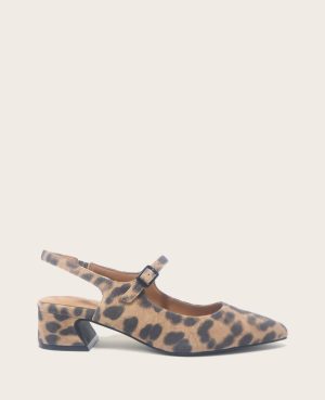 GENTLE SOULS - Gladys Leopard Suede Ankle Strap Slingback