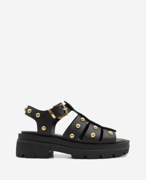 Herron Studded Leather Platform Fisherman Sandal
