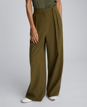 Luxe Twill Wide Leg Pleat Front Pant