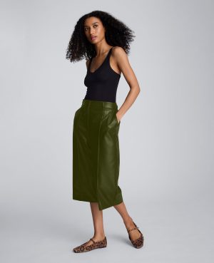 Faux Leather High Rise Pintuck Culotte