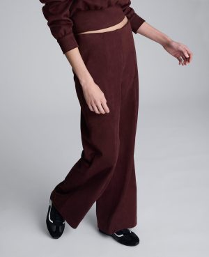 Faux Suede Pull On Wide Leg Pant
