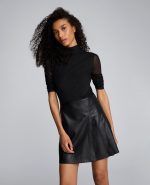 Jodie Mock Neck Mixed Media Dress