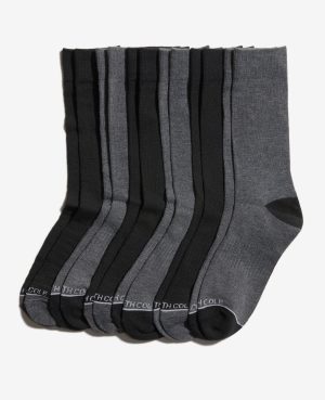 Waffle Texture Dress Crew Socks 6-Pack