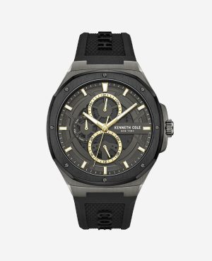 Dress Sport Black Silicone Strap Watch