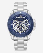 Skeleton Automatic Blue Contrast Dial Bracelet Watch